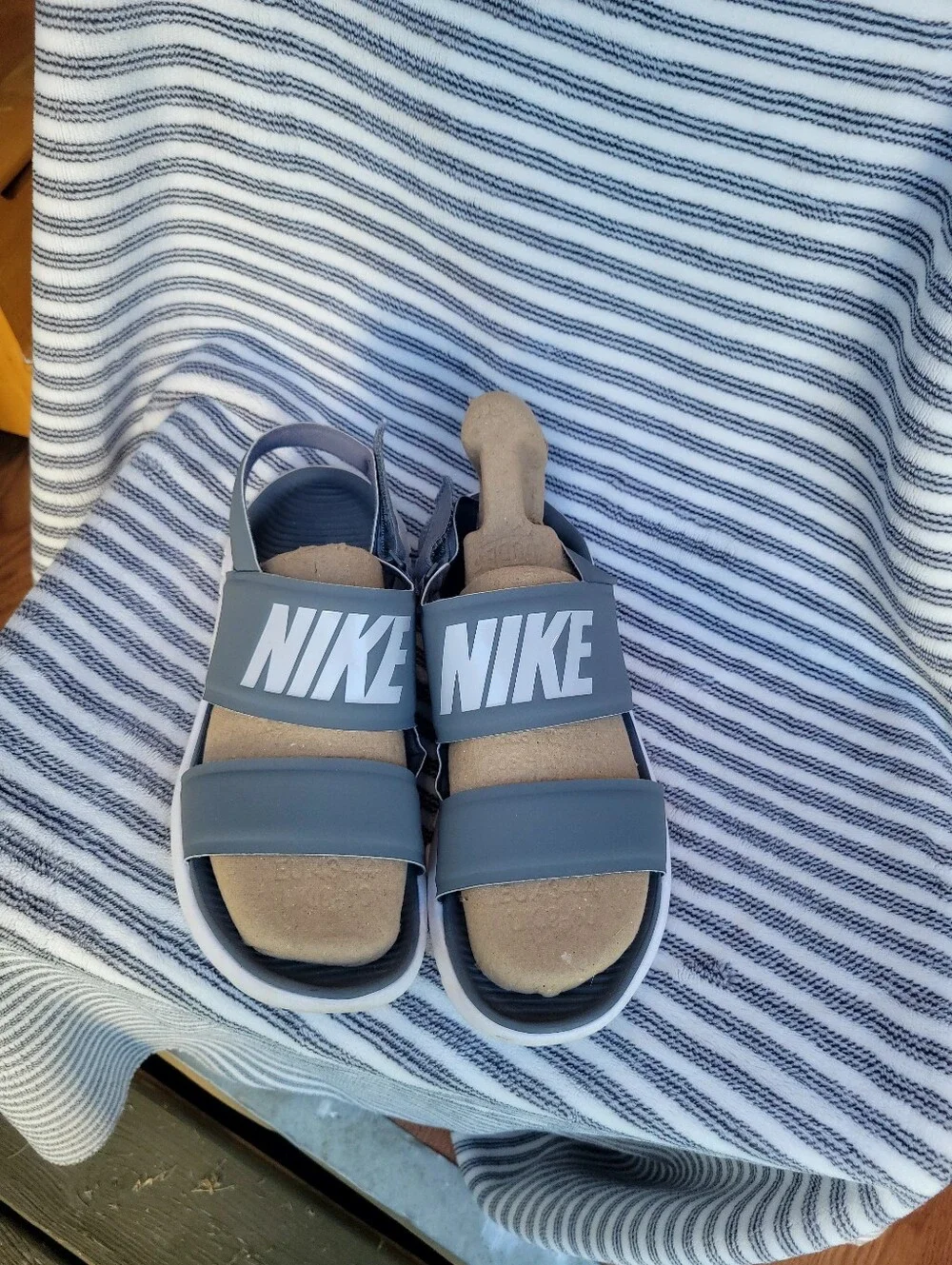 Nike Gray Double-Strap Slide Sandals